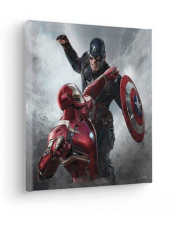 Tableau mural captain america vs. Iron man 30x30 cm
