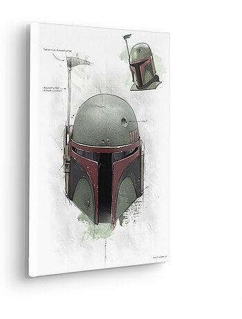 Tableau mural star wars boba fett helmet sketch 40x30 cm