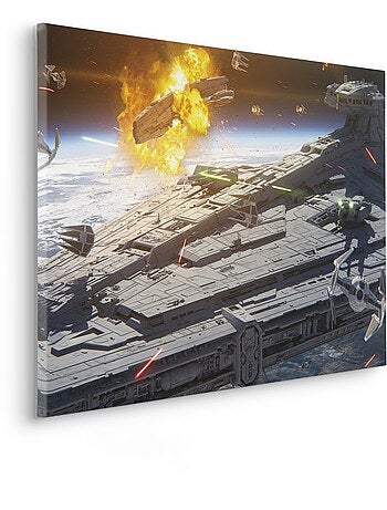 Tableau mural star wars the mandalorian space fight 60x90 cm
