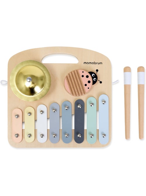 Tableau musical bois metallophone 8 lames cymbale guiro 2 baguettes mamabrum - Kiabi Tableau musical bois metallophone 8 lames cymbale guiro 2 baguettes mamabrum - Kiabi