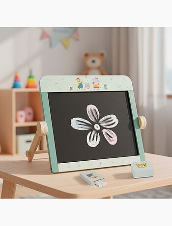 Tableau noir double face en bois pour enfants avec accessoires WOOMAX