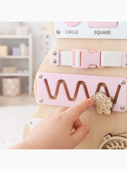 Tableau sensoriel bois ourson rose montessori teddy board mamabrum - Kiabi Tableau sensoriel bois ourson rose montessori teddy board mamabrum - Kiabi