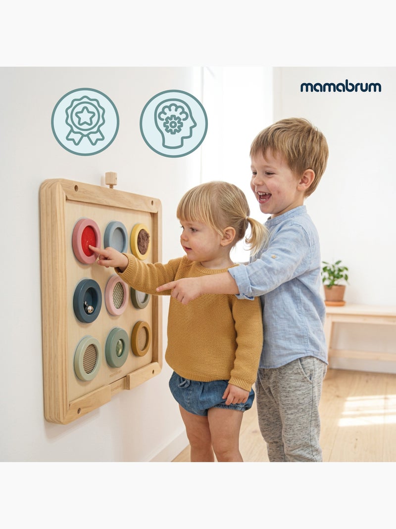 Tableau sensoriel montessori bois mur cadre 9 textures toucher mamabrum N/A - Kiabi
