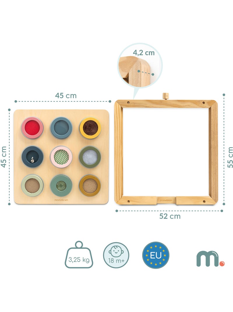 Tableau sensoriel montessori bois mur cadre 9 textures toucher mamabrum N/A - Kiabi