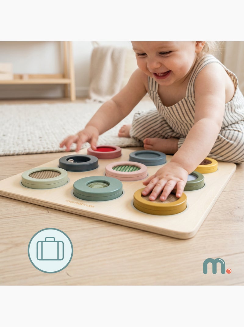 Tableau sensoriel montessori bois mur cadre 9 textures toucher mamabrum N/A - Kiabi