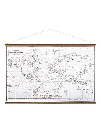 Tableau toile carte du monde rétro 110x73 cm - Kiabi