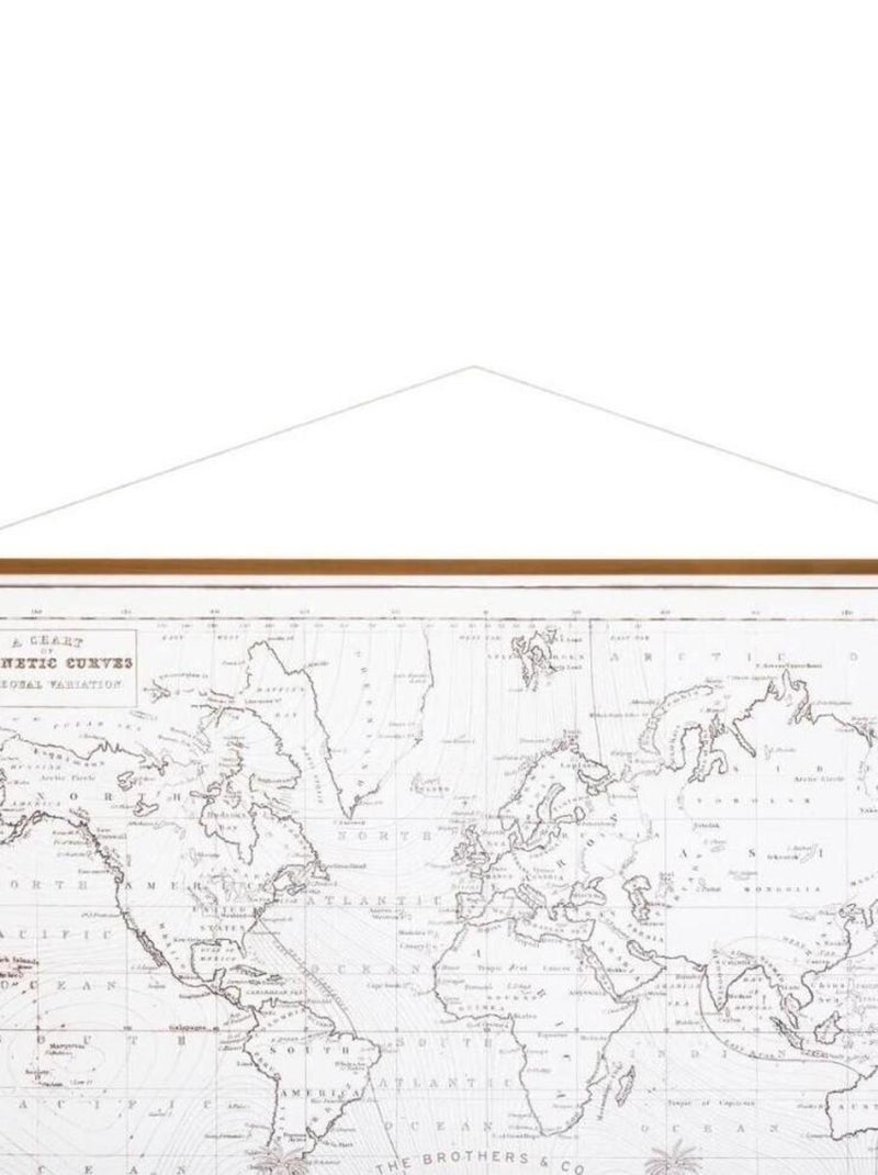 Tableau toile carte du monde rétro 110x73 cm Blanc - Kiabi
