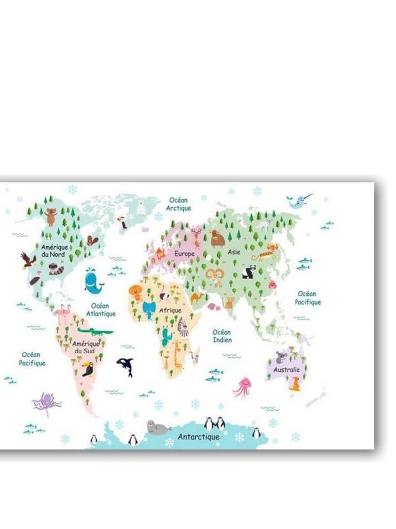 Tableau toile imprimée 50x70 cm Mini map blanc Blanc - Kiabi