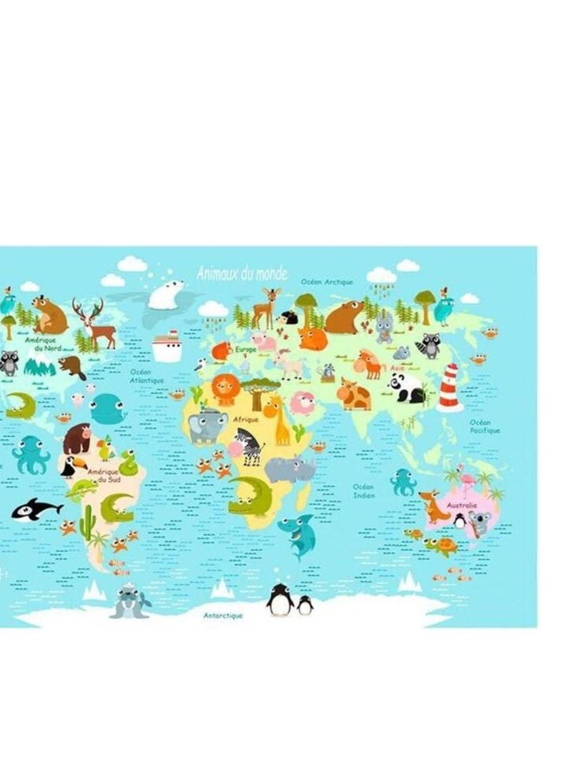 Tableau toile imprimée 50x70 cm Mini map bleu Bleu - Kiabi