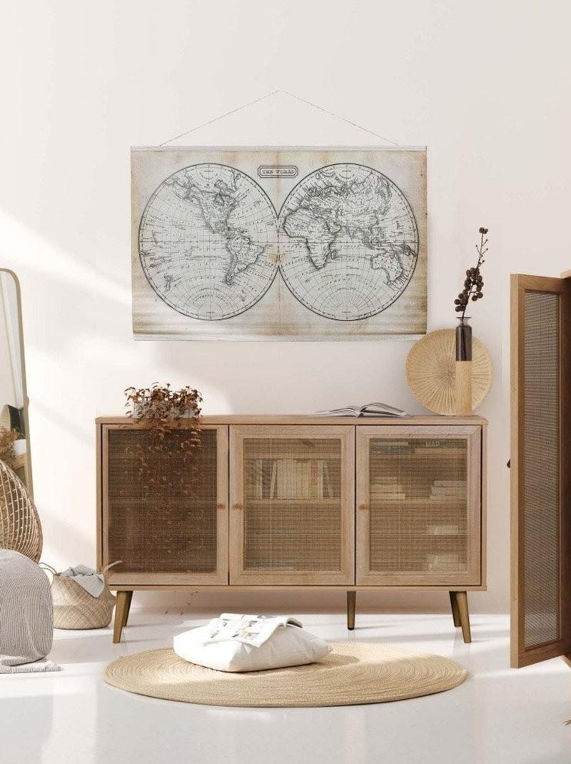 Tableau toile Mappemonde Blanc - Kiabi