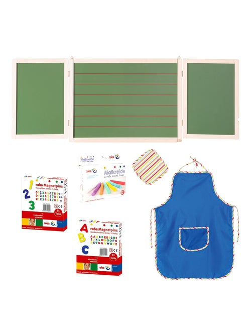Tableau triptyque 3 faces craie et 2 magnétique avec accessoires ROBA - Kiabi Tableau triptyque 3 faces craie et 2 magnétique avec accessoires ROBA - Kiabi