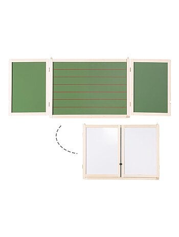 Tableau triptyque 3 faces craie et 2 magnétiques pour enfant - ROBA