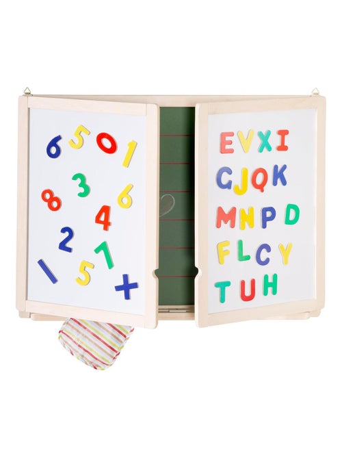 Tableau triptyque 3 faces craie et 2 magnétiques pour enfant avec accessoires 'Roba' - Kiabi
