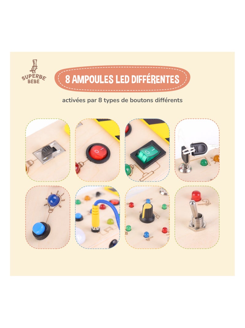 Tableaux d'éveil lumineux en bois - Jeu d'éveil | SUPERBE BEBE N/A - Kiabi