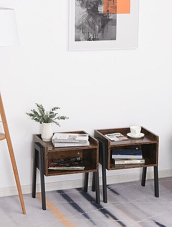 Tables de chevet style industriel - lot de 2 tables de nuit