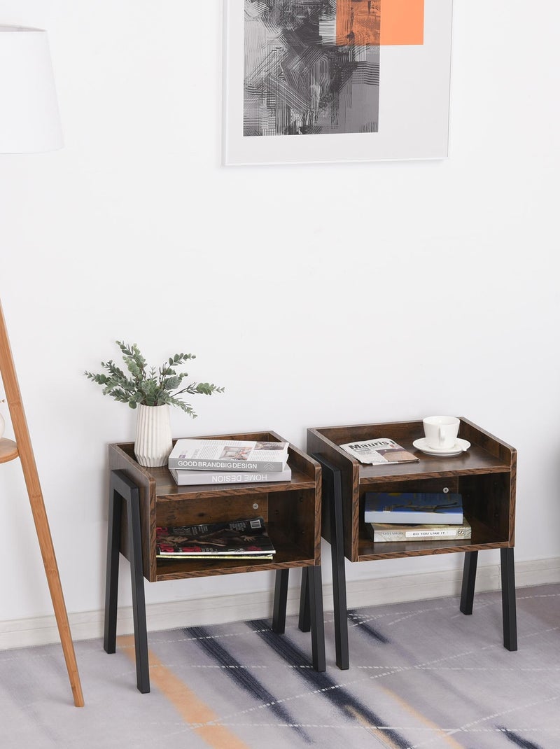 Tables de chevet style industriel - lot de 2 tables de nuit Marron - Kiabi