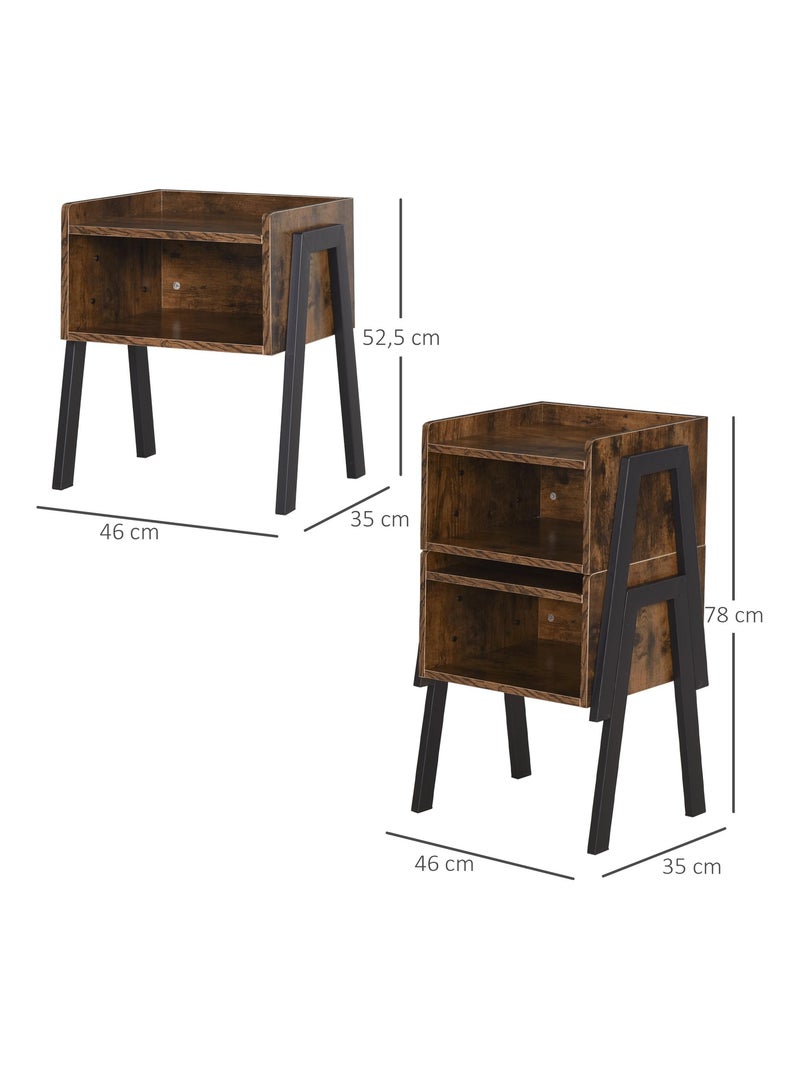 Tables de chevet style industriel - lot de 2 tables de nuit Marron - Kiabi