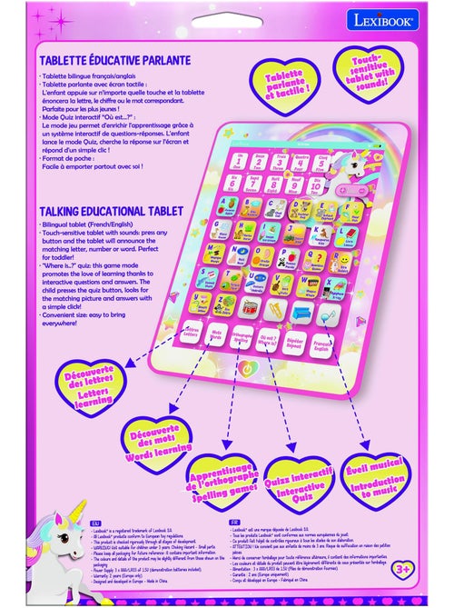 Tablette ?ducative bilingue Licorne en fran?ais et en anglais - Kiabi