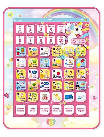 Tablette Éducative bilingue Licorne en français et en anglais