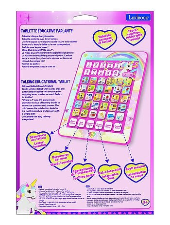 Tablette Éducative bilingue Licorne en français et en anglais