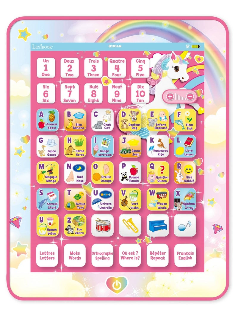 Tablette Éducative bilingue Licorne en français et en anglais Rose - Kiabi