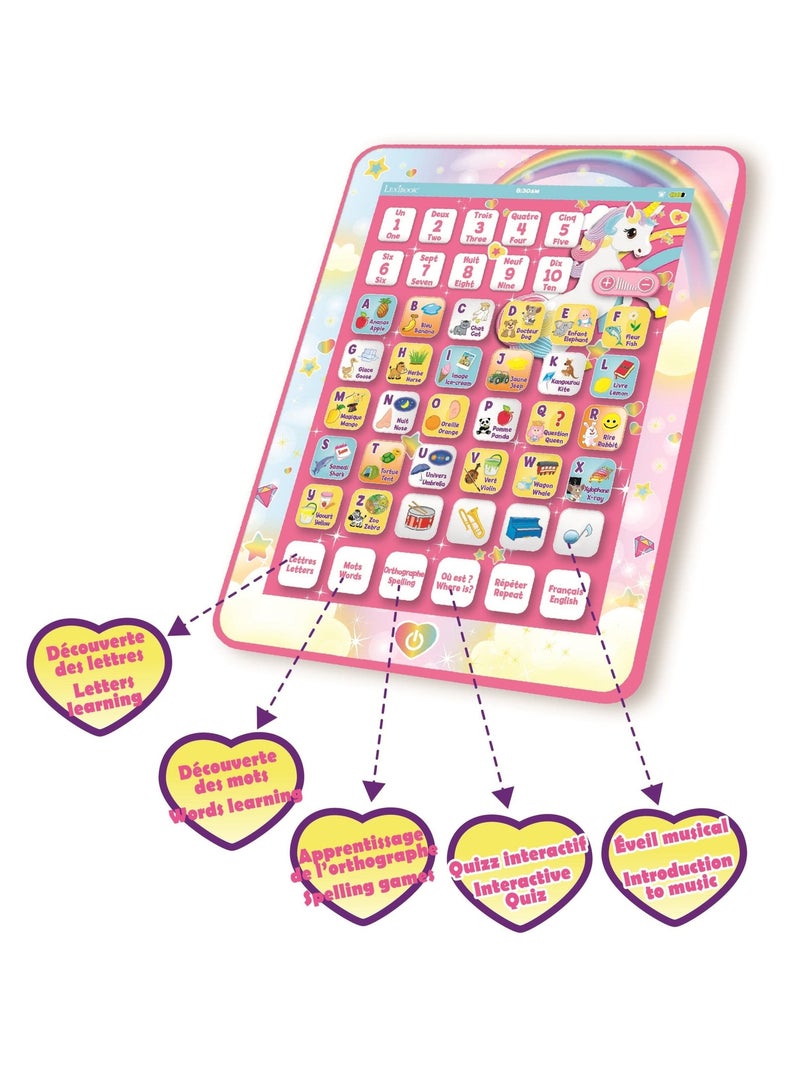 Tablette Éducative bilingue Licorne en français et en anglais Rose - Kiabi