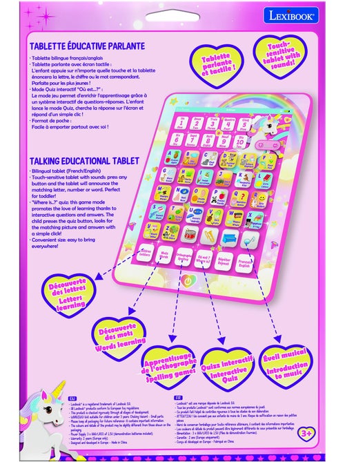 Tablette Éducative bilingue Licorne en français et en anglais - Kiabi