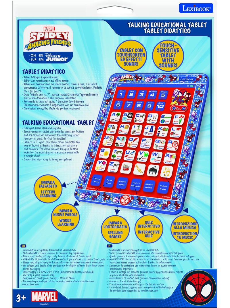 Tablette Éducative bilingue Spidey en italien et en anglais Rouge - Kiabi