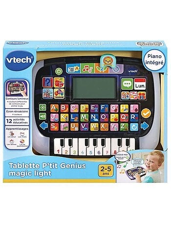 Tablette éducative vtech p'tit genius magic light pour enfants de 2 ans et plus - noir/bleu - mixte