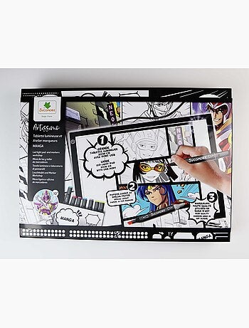 Tablette lumineuse xxl et atelier marqueurs - sycomore - artissimo - manga - dès 10 ans