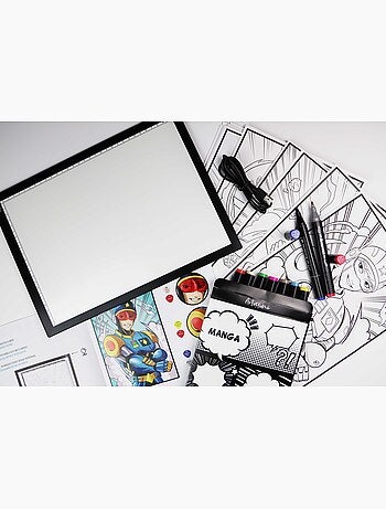 Tablette lumineuse xxl et atelier marqueurs - sycomore - artissimo - manga - dès 10 ans