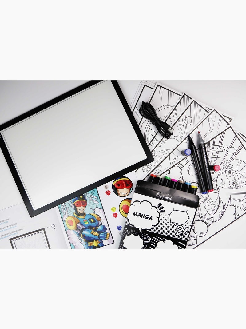 Tablette lumineuse xxl et atelier marqueurs - sycomore - artissimo - manga - dès 10 ans Bleu - Kiabi