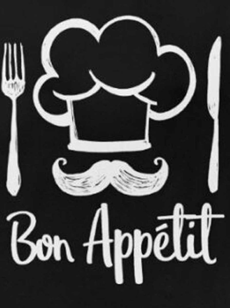 Tablier adulte à nouer en coton bon appétit Noir - Kiabi