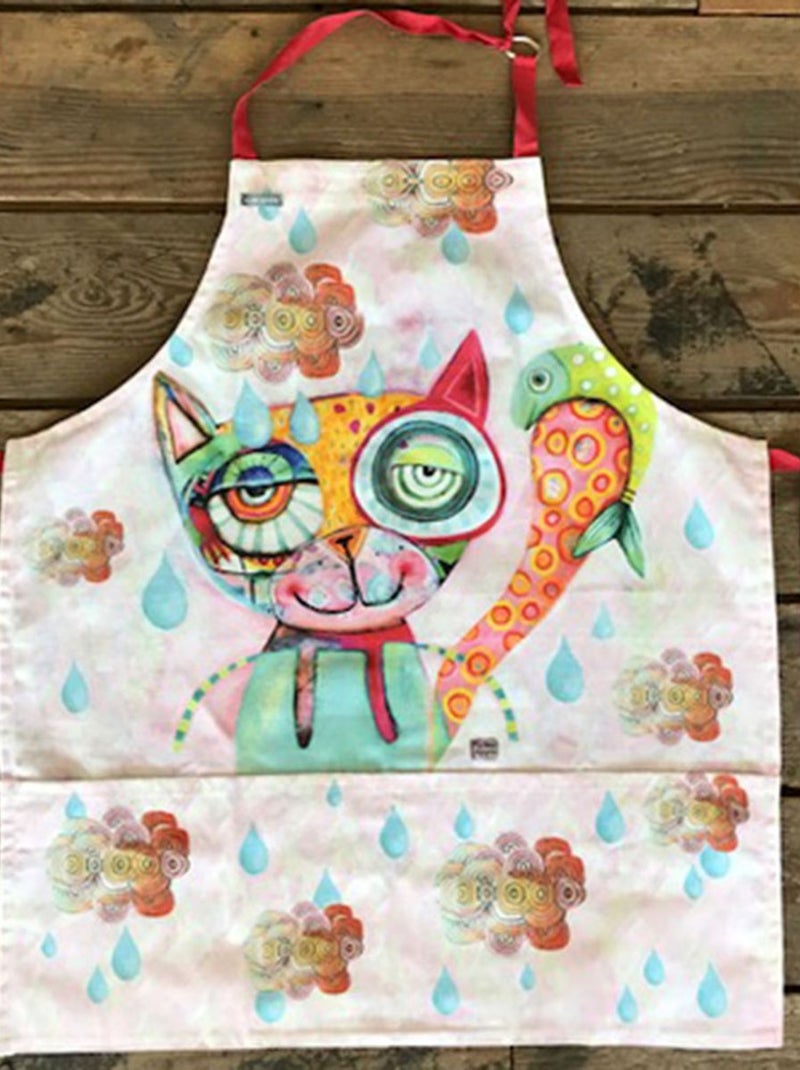 Tablier adulte à nouer le chat d'allen Beige - Kiabi