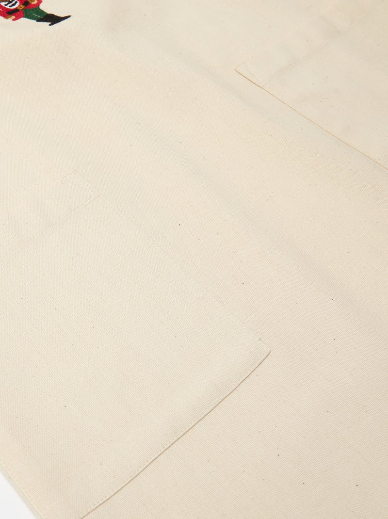 Tablier adulte imprimé Noël en coton 94x69 cm Beige - Kiabi