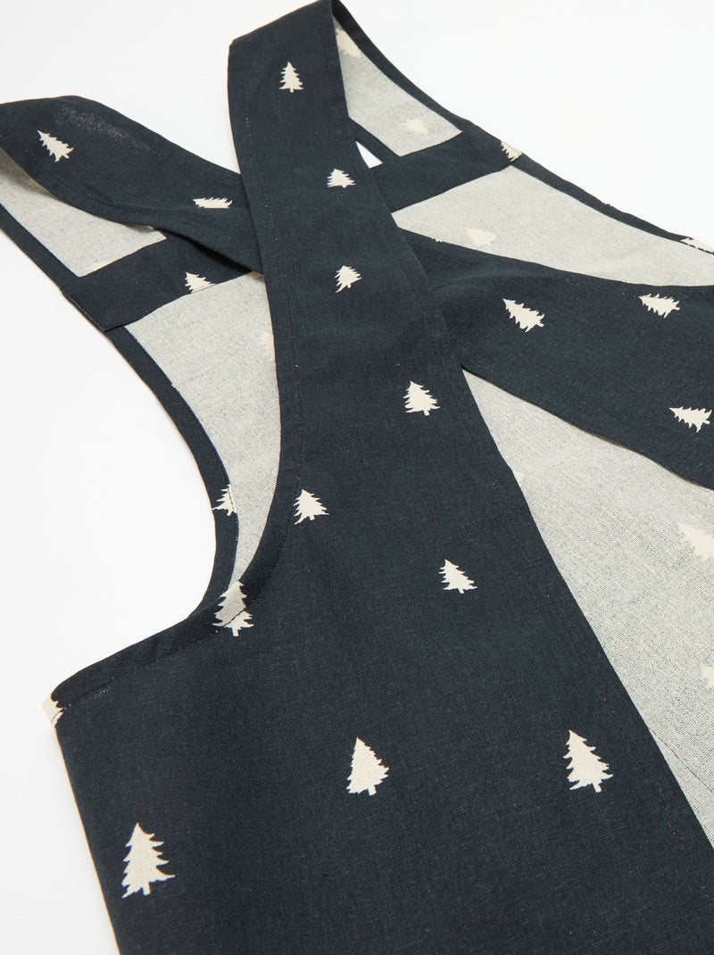 Tablier adulte imprimé Noël en coton 94x69 cm Noir - Kiabi