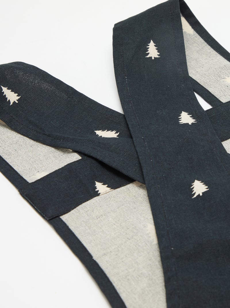 Tablier adulte imprimé Noël en coton 94x69 cm Noir - Kiabi