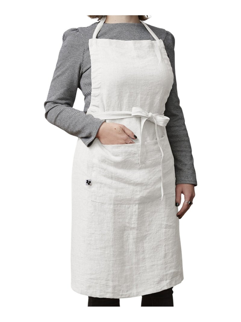 Tablier ajustable en lin lavé SOLINE 70 x 85 cm Blanc Blanc - Kiabi