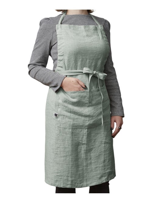 Tablier ajustable en lin lavé SOLINE 70 x 85 cm Eucalyptus - Kiabi