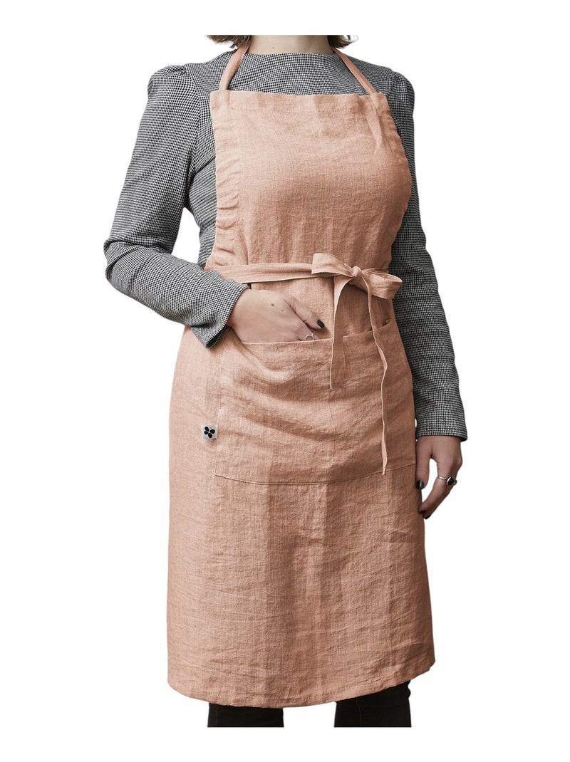 Tablier ajustable en lin lavé SOLINE 70 x 85 cm Vieux rose Vieux rose - Kiabi