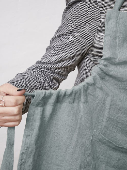 Tablier ajustable en lin lavé SOLINE  Élégance et praticité en cuisine - Kiabi
