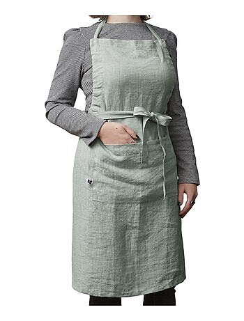 Tablier ajustable en lin lavé SOLINE – Élégance et praticité en cuisine