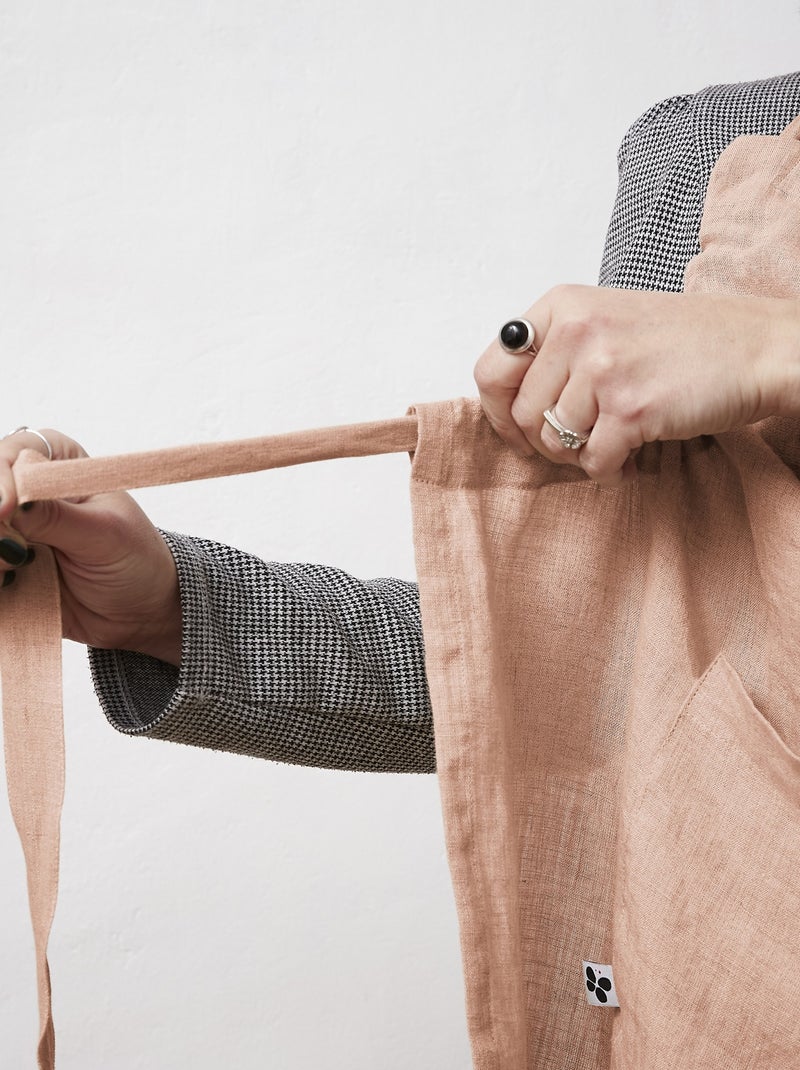 Tablier ajustable en lin lavé SOLINE  Élégance et praticité en cuisine Vieux rose - Kiabi