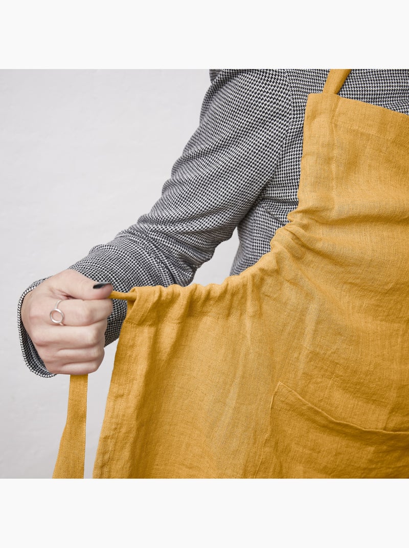 Tablier ajustable – Lin lavé français 160 g/m² – Soline Jaune - Kiabi