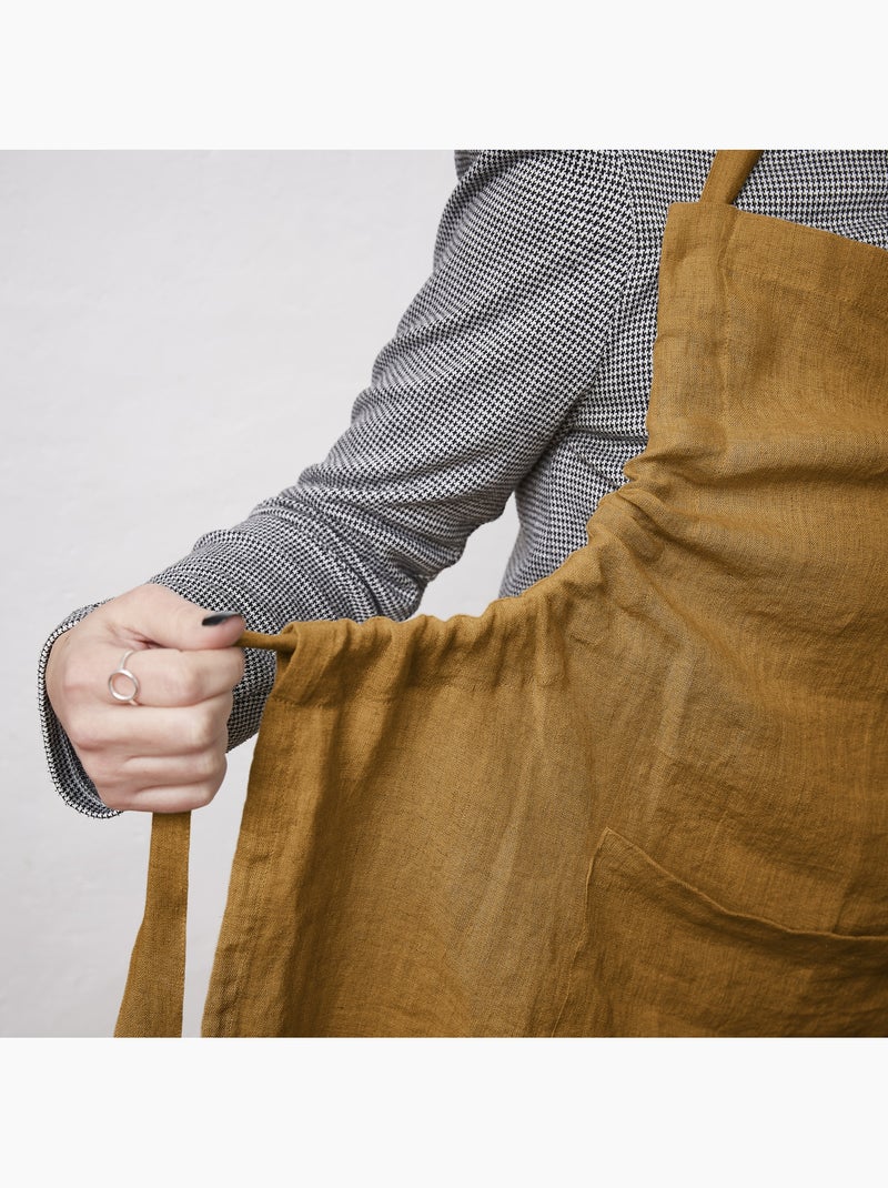 Tablier ajustable – Lin lavé français 160 g/m² – Soline Marron - Kiabi