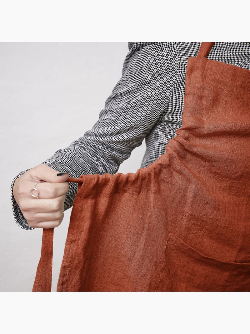 Tablier ajustable – Lin lavé français 160 g/m² – Soline Orange - Kiabi