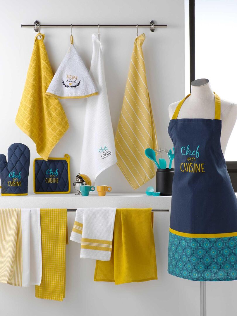 Tablier de cuisine en coton jaune h80cm PAOLO