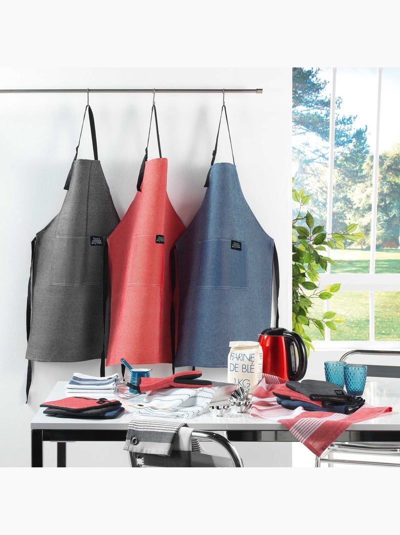 Tablier avec poche J aime la cuisine Rouge - Kiabi