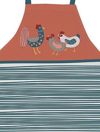 Tablier avec sangle ajustable 80x85 cm Poule ou Coq coton