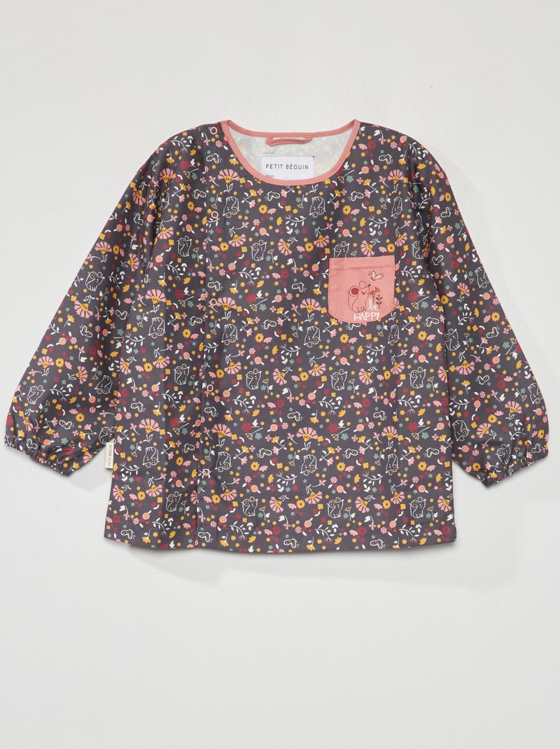 Tablier court imprimé manches longues gris/orange - Kiabi